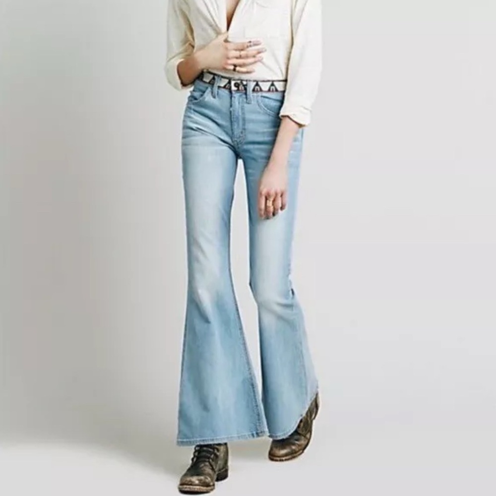 Free People Flare Jean Embroidered Waistband